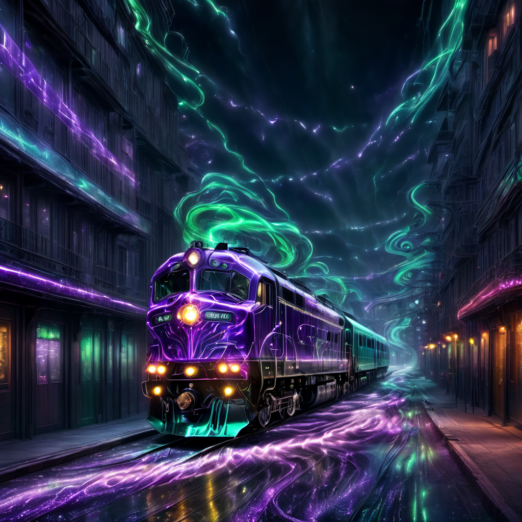 ((best quality)), ((masterpiece)), ((realistic,digital art)), (hyper detailed),DonMV01dfm4g1c3XL Average Freight Train, Gullwing Doors,     Dark Matter, Graceful, Glittering Highlights, Glassy Smoothness,, octane rendering, raytracing, volumetric lighting, Backlit,Rim Lighting, 8K, HDR, magical, whimsical, fairytale  <lora:Voidmagic_XL_version-000014:1>