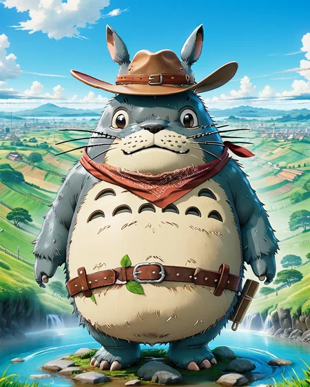 ais-cowboyz, anime key visual, landscape of a Moist Totoro from inside of a Santiago, Sunny, Relaxed, manga, <lora:Cowboyz_Style_SDXL:1>, 4k, uhd,masterpiece
