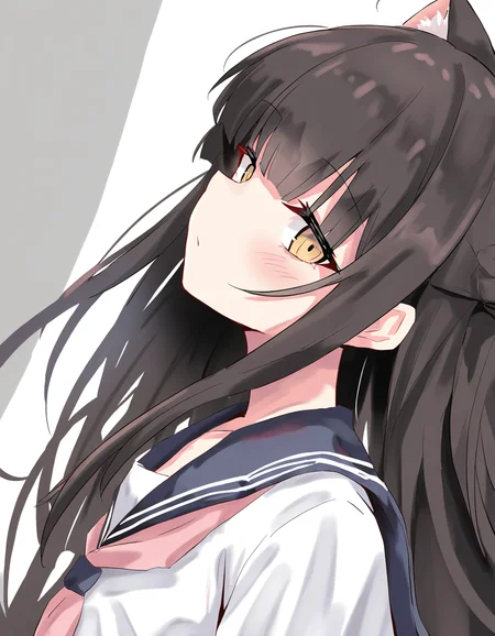 yuugure,1girl,solo,simple background,white background,looking at viewer,<lora:yuugure-000014:1>,serafuku,, masterpiece, best quality, very aesthetic, absurdres,newest, incredibly absurdres,, toshizou \(0714\)