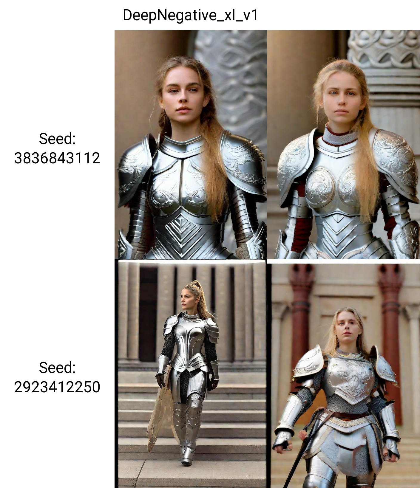 (8K, best quality:1.2), (masterpiece:1.37), (photo, photorealistic:1.37), (ultrahigh-res), full body, walking pose, shot from front, slow motion, female paladin wearing the full body, (light silver armour:1.2),(ornately decorated armor), (insanely detailed, bloom:1.5), (highest quality, Alessandro Casagrande, Greg Rutkowski, Sally Mann, concept art, 4k), (analog:1.2), (high sharpness), (detailed pupils:1.1), detailed face and eyes, Masterpiece, best quality, (highly detailed photo:1.1), (long blonde Hair, ponytail,ecstatic:1.1), (young woman:1.1), sharp, (perfect body:1.1), realistic, real shadow, 3d, (temple background:1.2), (by Michelangelo), photographed by Canan EOS R6, 135mm, 1/1250s, f/2.8, ISO 400
