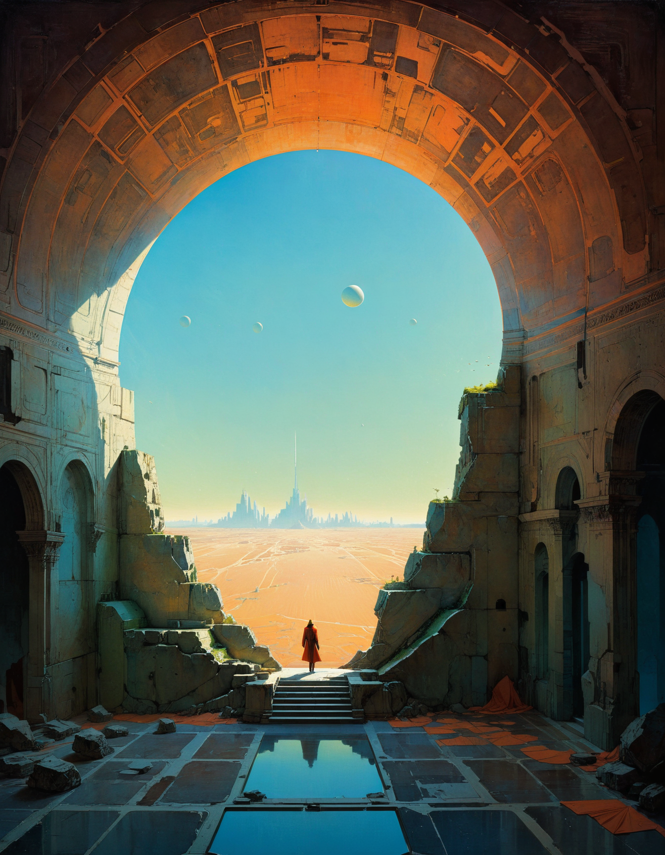 by Moebius and by Marc Simonetti, (dazzling , analog film but extremely masterful:1.4), (intricate details, masterpiece, best quality:1.4) ,
Architectural style, Clean lines, geometric shapes, minimalist, modern, architectural drawing, highly detailed, looking at viewer, dynamic pose
<lora:add-detail-xl:1> <lora:xl_more_art-full_v1:0.5>  <lora:NicolaSamori:0.5> in the style of nicola samori <lora:looking_at_viewer:2> <lora:RMSDXL_Creative:2.5>