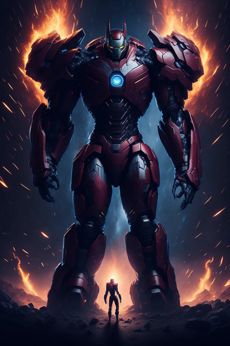 movie poster fisheye lens award winning photo full body portrait of dancing ironman optimus prime pacific rim transformers outside a portal, edge lit, (explosions:1.5) background, mist, atmospheric, cinematic, octane, unreal, 8k