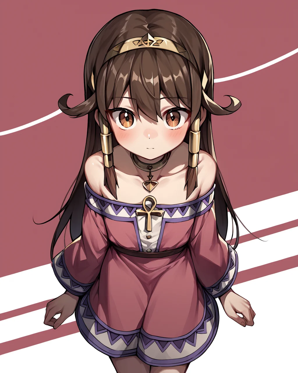score_9, score_8_up, score_7_up, score_6_up, score_5_up, score_4_up, BREAK source_anime,
<lora:Sera_PONY:1>,sera, 1girl, solo, long hair, brown hair,hairband, brown eyes, hair tubes, jewelry, bare shoulders, dress,