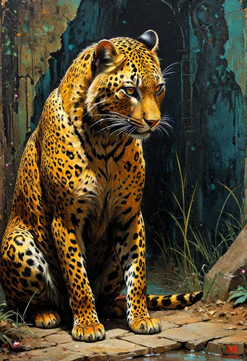 classic figure study, STYLE: "A fusion of Raimundo de Madrazo y Garreta + Moebius modern art ink drawing beautiful detailed mysterious ominous." :: encaustic, finely crafted thick impasto matte skin tones, painting, textured brush strokes, on canvas board, Richard Burlet style cyberpunk black leopard big cat, prowling jungle, High Gothic Dark Fantasy DarkSouls EldenRings Enchanted:Gothic : Bright : hyperdetailed: maximalist, Stunning masterpiece, Jonas De Ro: russ mills, Golden Warm Sunlight, textured acrylic paints, neurographic alcohol inks, wadim kashin, Pino Daeni, Zdzisław Beksiński,
The golden ratio and geometric principles guide element placement, ensuring harmony and order.
