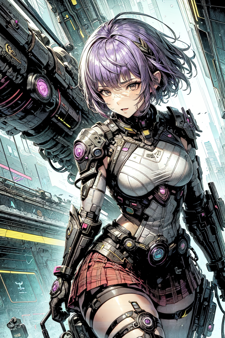 (best quality, masterpiece, colorful, dynamic angle, highest detailed),(high resolution textures), in dynamic pose, bokeh, (intricate details), official art, highest detailed,natural skin texture, perfect face,1girl,
(Deep purple hair,Pixie cut,Skirt,Crossed arm pose,Art studio,Futuristic Cityscapes,Snow)
more detail,detail, <lora:DETALLES--more_details:0.45>