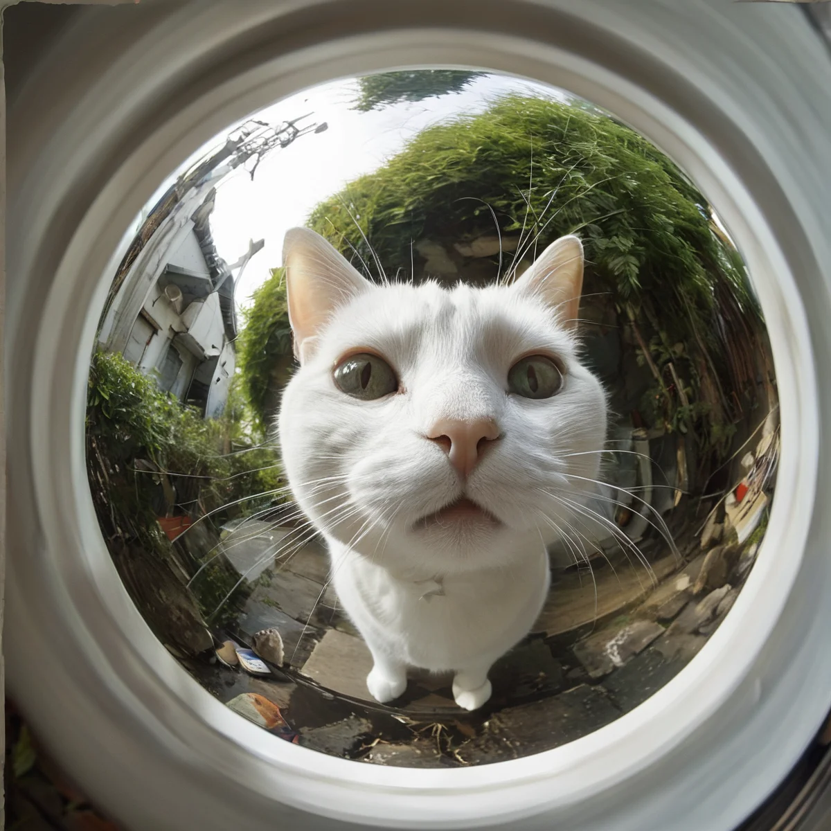 masterpiece,best quality,<lora:tbh323-sdxl:0.6>,illustration,cat in fisheye,