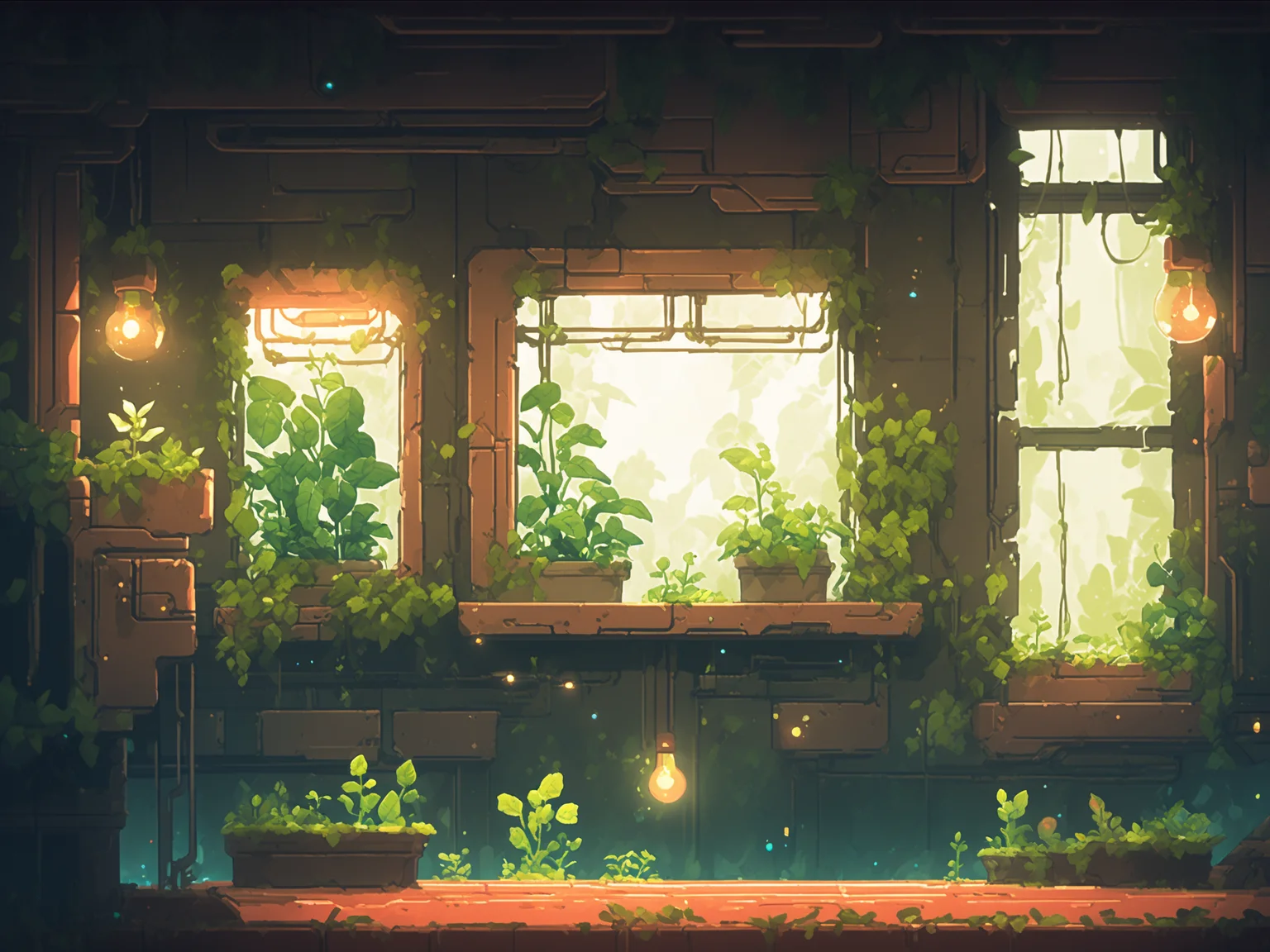NH2D, NH2D, a room with a bunch of plants and a bunch of lights on it and a bunch of plants growing out of the windows,<lora:2dmap:1>
