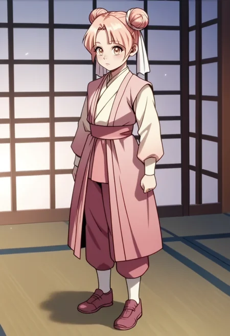 score_9, score_8_up, score_7_up, source_anime,anime screencap, anime coloring,intricate details,rating_explicit, masterpiece, best quality,
(best quality, absurd res, ultra detailed),1girl, ((solo)), good eyes,perfect eyes,,detailed eyes, ,detailed, detailed face, <lora:add-detail-xl:3>,
BREAK
<lora:Chae_Yeo-Min:0.8>, yeomin, brown eyes, pink hair, double bun, hair ribbon,
chinese clothes , pink pants, shoes, standing,
