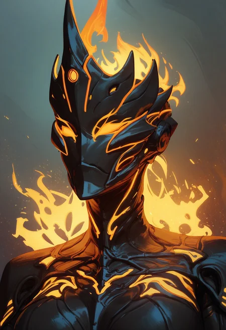 score_9, score_8_up, score_8, score_7_up, score_7, score_6_up, score_6, score_5_up, Score_5, 1girl, Hember, warframe, robot, fiery body, fiery hair, molten rock, multicolored body, black body, orange body, faceless, no mouth, ornamented  helmet, mask,  vox machine style, 1girl, female focus, solo, portrait, hell background, fantasy, (dynamic lighting:1.1)
((masterpiece))