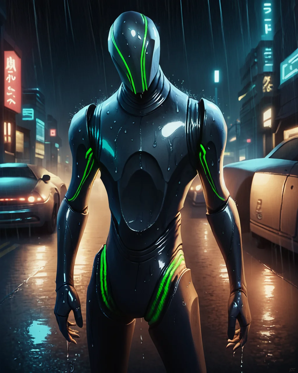 score_9, score_8_up, score_7_up, rating_questionable, intricately detailed,
<lora:Spectre:1>,
1boy(Spec1re, humanoid robot, faceless, green trim, standing, cowboy shot, looking at viewer, wet skin, solo), rain, wet street, wet, science fiction city, futuristic buildings, high rises, on a road, at night, darkness, rainfall, dark theme,
,
closeup, detailed background, depth of field,
<lora:ral-chrosc-clr:0.5>, ral-chrosc-clr,
<lora:Expressive_H:0.5>, expessiveH,
<lora:xl_more_art-full_v1:0.3>,
<lora:add-detail-xl:0.3>