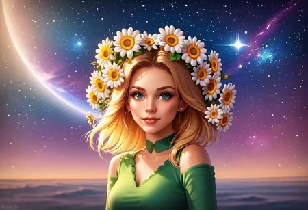 solo, a beutiful daisy flower floating on space