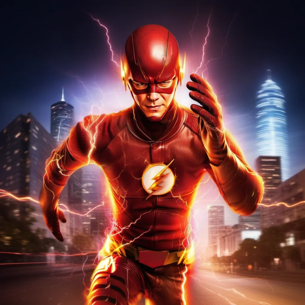Long exposure photo of a full body The Flash running, lightnings, night, city background  <lora:TheFlashCW1024:0.8> . Blurred motion, streaks of light, surreal, dreamy, ghosting effect, highly detailed