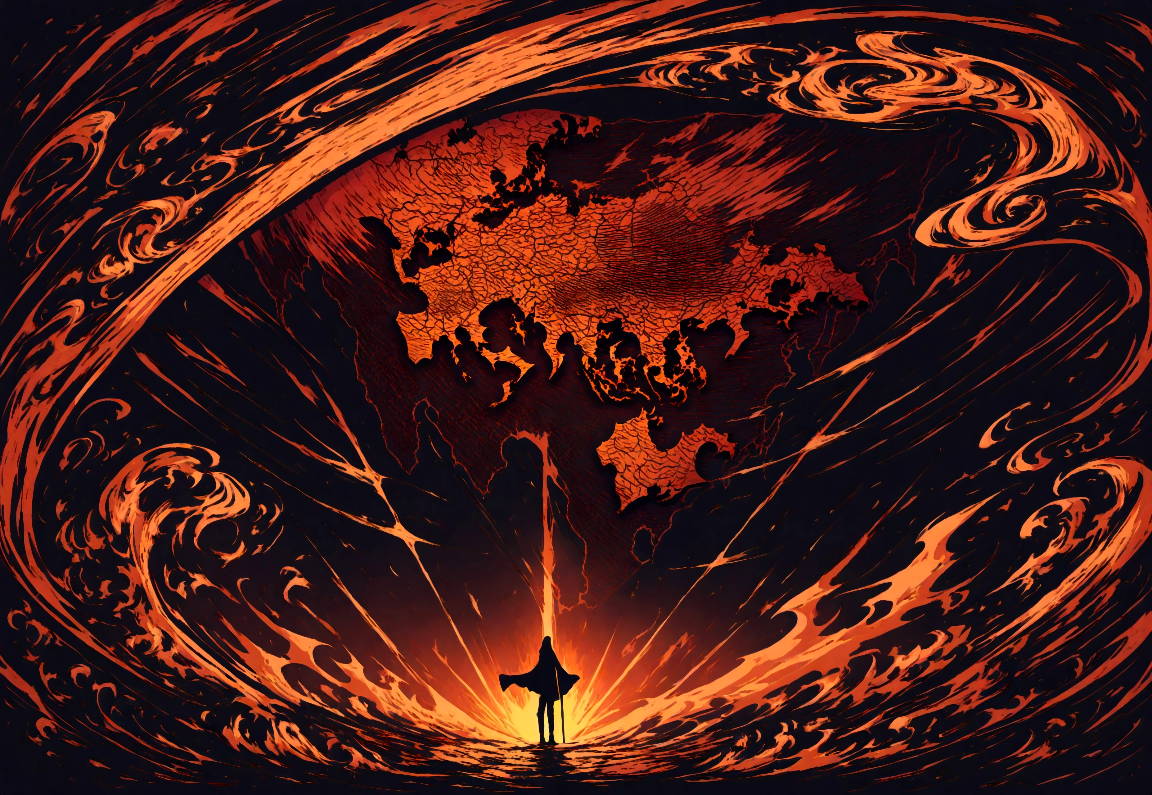 (masterpiece: 1.2), (best quality: 1.2), very aesthetic, 4k, (InkPunk: 1.2), dynamic pose, vivid color, deep colors,dramatic lighting, intricate details, thick contours, volumetric shadows, Expressiveh,The specter of Communism looms over Europe