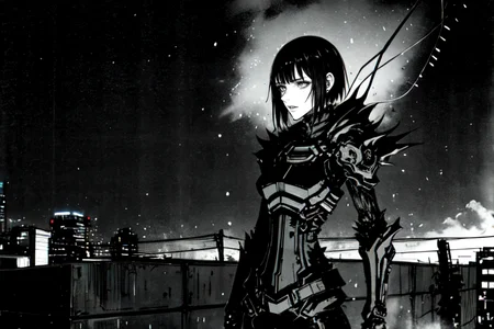 highly insanely detailed, masterpiece, top quality, best quality, highres, 4k, 8k, RAW photo, (very aesthetic, beautiful and aesthetic),
tsutomu nihei,nihei_tsutomu,blame!,blame gakuen!,abara,TNstyle,sidonia_no_kishi,gauna,gauna mech,drainpipe,light particles,fog,smoke,mist,foggy,toha heavy industries,concrete walls,metal walls,dark sky,black sky,tentacles,star \(sky\),starry sky,dome,wire,flock,no human,empty,decrepit,blm,futuristic,dark background,open space,cyberpunk,science fiction,
<lora:ABARA:0.7>,
(1girl:1.3),
solo focus,
flare,fog,wet,wet body,rain,raining,night,neon lights,twilight,a colorful background,(fluid color background),âââ