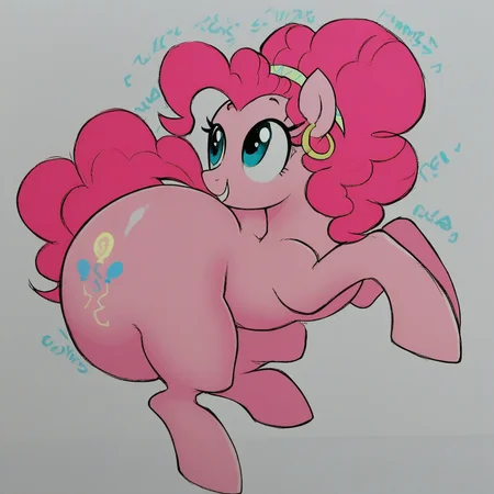 score_9,thick thighs, Latina Pie, Rosita Pie, Latina Pinkie Pie,,feral pony, show accurate, behind view,huge butt, g4,wide hips,thick thighs,hooves,solo,crystal empire, Huge Butt, Hyper Hips, Thick Thighs, Round Perfect ass,(Latina-inspired pony, MLP: FIM, My Little Pony, cheerful, youthful, vibrant, peachy-pink fur, curly pink mane, voluminous hair, playful hairstyle, turquoise eyes, golden hoop earrings, decorative headband, Latin American patterns, yellow spiral cutie mark, blue and yellow geometric patterns, traditional motifs, colorful, festive, fun-loving personality, energetic, charming, spirited, cartoonish, bright colors, joyful expression, youthful charm)