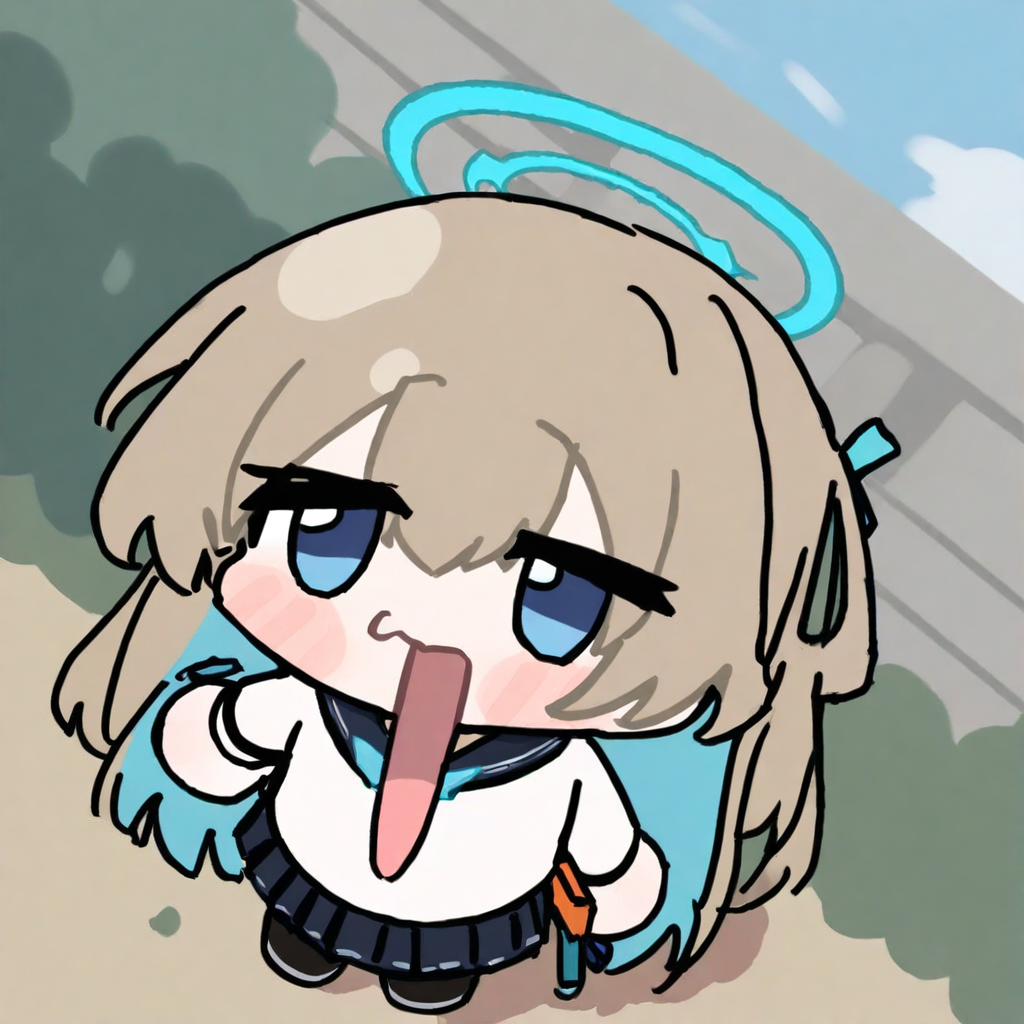 1girl,nyn meme,asuna_\(blue_archive\), halo,cloudy sky, blurry background,masterpiece, newest, absurdres,  <lora:nyn_meme_a31-000460:1>