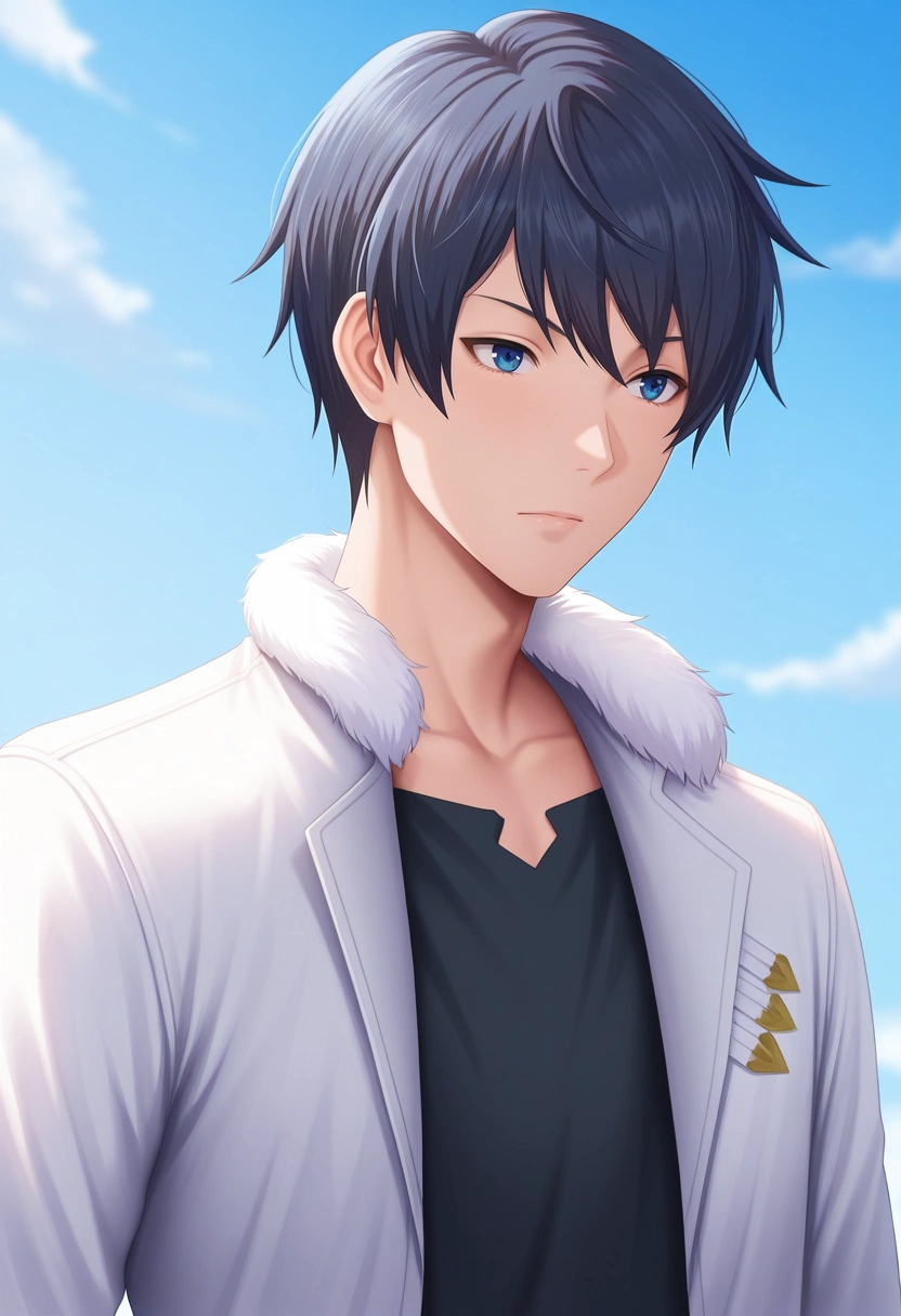 masterpiece, best quality, , (realistic:0.6),, 1boy, solo, male focus, <lora:touya_mochizuki_ilxl:0.96>, touya_mochizuki, black hair, blue eyes, ,