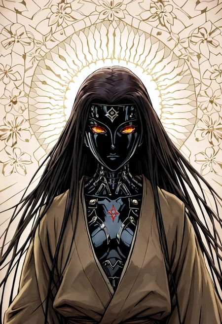 comic masterpiece, best quality, good quality, very aesthetic,
<lora:nikifilini:1.5> nikifilini, A vicissitudes of female Ninja, weather-beaten,stark black white and dark-yellow, demon in background, cherry blossoms, russ mills, painting, cinematic, illustration, dark fantasy, portrait photography, conceptual art, ukiyo-e epic action, U casting shadow style, cucoloris patterned illumination, dvr-lnds-sdxl, ral-dissolve, ral-ertmsphr, ral-porcelain, ral-pxlprtcl, Niji, aidma-niji asdfm3cha, cyb0rg, science fiction, cable, mechanical parts, . graphic illustration, comic art, graphic novel art, vibrant, highly detailed