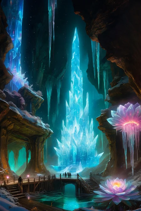giant a luminous cavern, where giant crystals jut out from the walls and floor, their surfaces glowing faintly, illuminating the dark, subterranean space. Art painting by John Atkinson Grimshaw and Urushihara Satoshi , featured on Alex Ross, ,Singularity event horizon midnight erasing time, Winter aurora factories emitting prismatic smog , adaptive neo classical, Frozen music garden with soundwave-shaped icicles,Hardware rust storm oxidizing cyborg components,Quantum decoherence sparkles in reality labs, , Cirrus intortus woven into quantum computer circuit boards, rogue terraformers seeding nanobot swarms, ,, <lora:Glowing_Neon_Cyberpunk_XL:0.15> Glowing Neon Cyberpunk, <lora:vivid_everclear:0.15>
,<lora:betmd2:0.3> betmd, Clovers, roses, flowers, colorful, levanders, <lora:add-detail-xl:0.5>, <lora:linquivera:0.3> linquivera, liiv1, <lora:detailed_notrigger:0.7>,