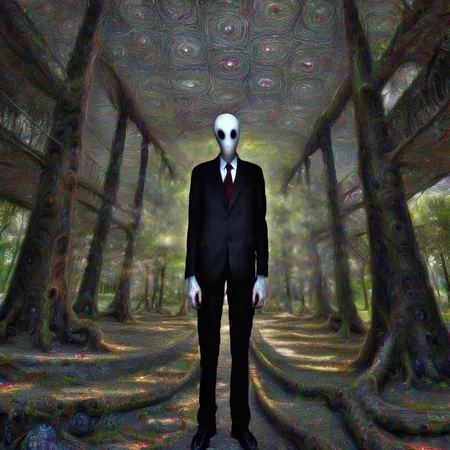 <lora:DeepDream:1>raw photo of slenderman,  goth, nikon, award winning, breathtaking, groundbreaking, superb, outstanding, photoshopped, dramatic lighting,  DeepDream