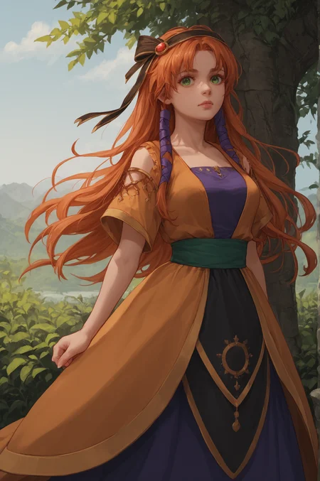 score_9, score_8_up, score_7_up, score_6_up, score_5_up, score_4_up, 1girl, <lora:LenaCC-Pony100per16Dim-000009:0.99> lena_cc, green_eyes, long_hair, ribbon, std_outfit, dress, (high quality, detailed, beautiful)