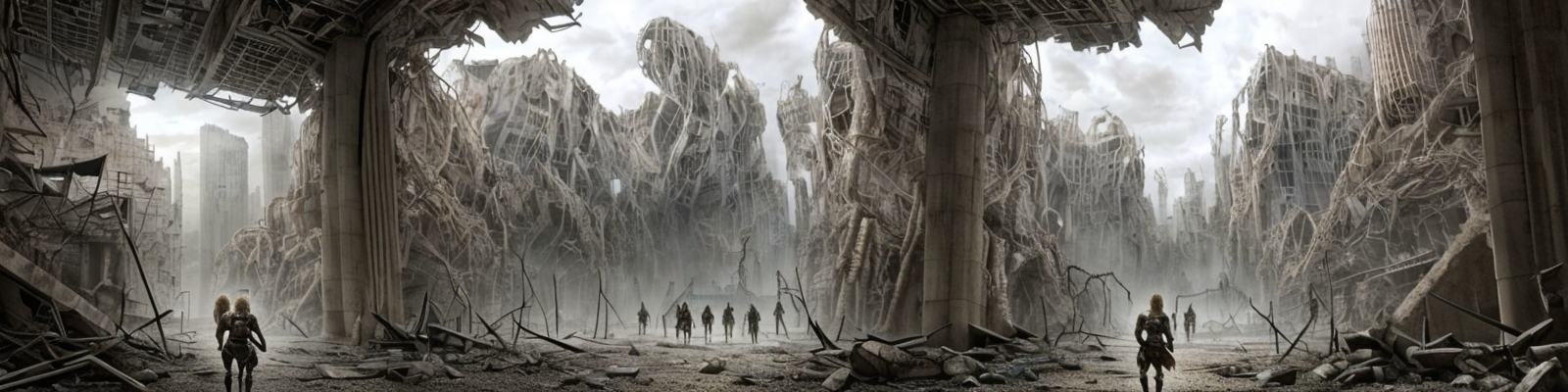 a detailed scaled (giant (female titan:1.05) walking inside) a modern building in front of a (city in ruins:1.2).
 <lora:Wasteland:0.85> Wasteland, the, and, with, wasteland, background