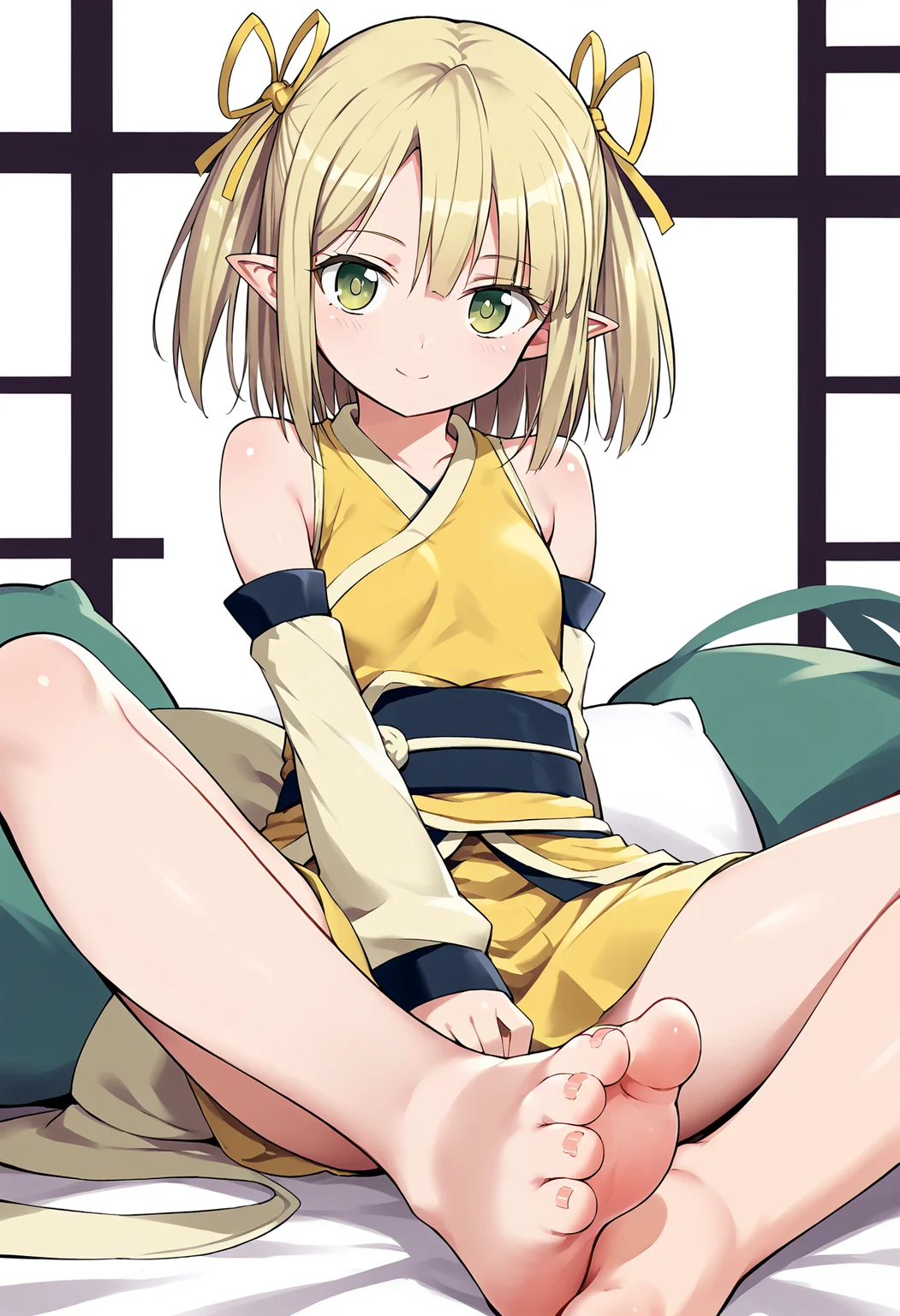 score_9, score_7_up,source_anime,anatomically correct,best perspective BREAK
<lora:feetsandwich:1>
feetsandwich, 1girl, barefoot, sitting
<lora:Arisugawa Kinako-ææ å· é»èå:0.6> arisugawa kinako\(samurai vandalism)\, blonde hair, green eyes, hair ribbon, ribbon, twintails, pointy ears, skirt, single thighhigh, yellow clothes, detached sleeves,