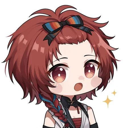 score_9, score_8_up, score_7_up, source_anime, 1girl, white background,
BREAK ,
chixia_ww, red hair, bangs pinned back, braid, chibi,