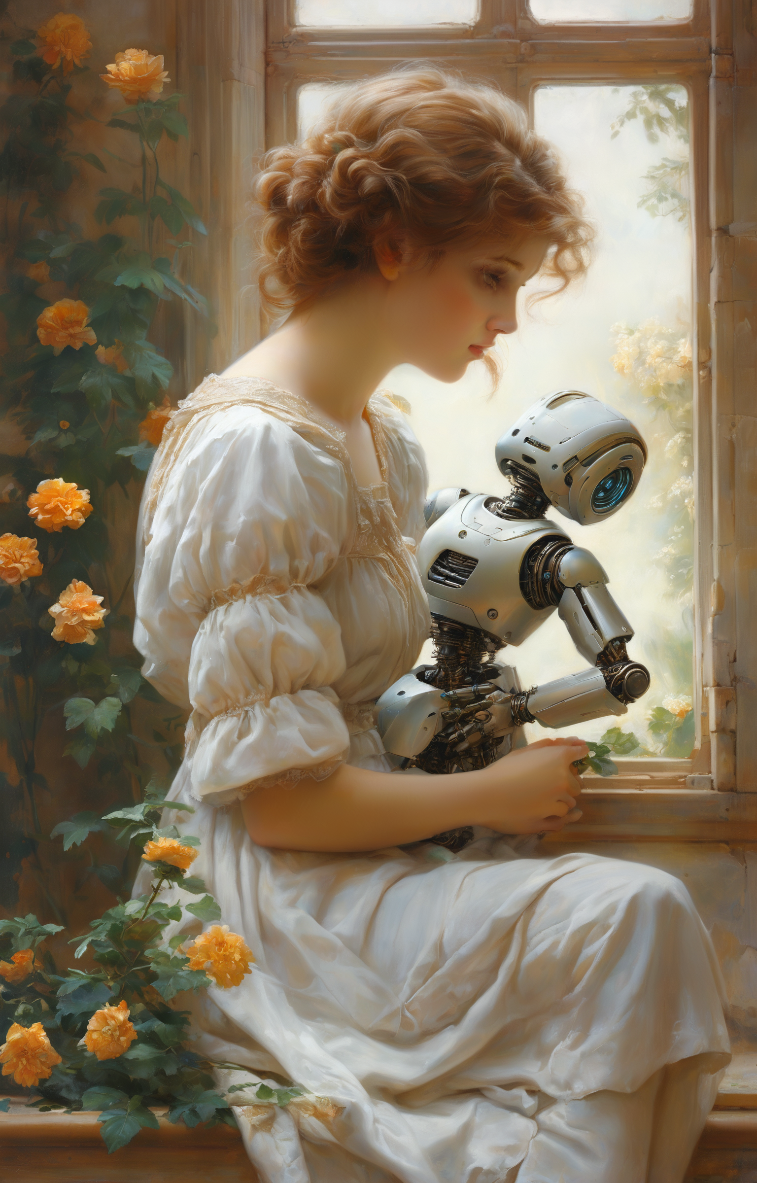 masterpiece,best quality,<lora:tbh270-sdxl:0.9>,illustration,style of Guillaume Seignac portrait of Housework robots