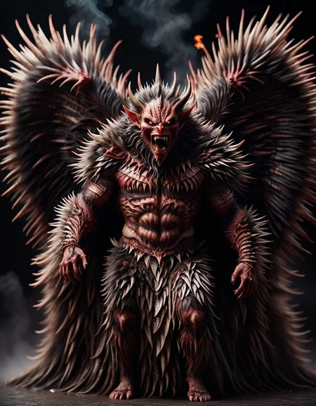 Horror-themed cinematic film still,a horrifying red-skinned male demon king, (full body portrait:1.3), (detailed monstrous evil face:1.4), screaming, wide spread bat like ral-stkdrnrc wings, (detailed scaly skin texture:1.2), long curved horns, (in hell, swirling tormented souls, billowing smoke:1.5), black spiky armor,, shallow depth of field, vignette, highly detailed, high budget, bokeh, cinemascope, moody, epic, gorgeous, film grain, grainy . Eerie, unsettling, dark, spooky, suspenseful, grim, highly detailed, made out of ral-stkdrnrc <lora:ral-stkdrnrc:1>