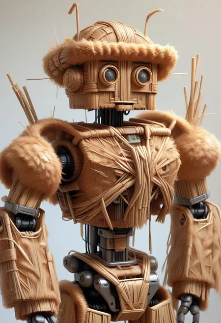 `masterpiece,best quality,absurdres,made of straws, straws, robot