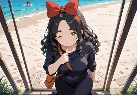 IllusP0s, PonyScores7, source_anime, ah1, IllustriousQual, interesting, exciting, spectacular, wonderful,
BREAK <lora:xl_more_art-full_v1:0.2>, <lora:aesthetic_anime_v1s:0.2>, <lora:EpicF4nta5yXL:0.2>, <lora:detailxl:0.2>, detailxl, <lora:Fant5yP0ny:0.2>, amazing quality, best aesthetic, absurdres, illustration, Volumetric_Lighting, ultra-detailed, very aesthetic, intricate details, best_quality, <lora:Anime_Aesthetic_Wallpaper_StyleIllustriousXL:0.4>, aniwall,
BREAK ((stands by a large mirror, adjusting their outfit, glancing at their reflection with a sultry smile)),
BREAK Stable_Yogis_PDXL_Positives, AS-Adult, <lora:Complicated fantasy portrait - XL Pony V2.0:0.2>, bad-hands-5, <lora:HDA_Detailer:0.3>, <lora:natsumi_style:0.5>, <lora:by_usakun-pony:0.4>, by usakun, <lora:Akina_Bbw_Style_-_PonyXL:0.2>, AkinBw, ((Eye-level angle, very far from viewer)),
BREAK 1girl, mature female, (curvy), round-chin, caucasian, <lora:ETO_OC_Illustrius:0.5>, eto_oc, skindentation, (plump), thick thighs, wide hips, busty, voluptuous, <lora:venus body PonyXL:0.3>, <lora:shinyskin2:0.2>, glistening skin, HDA_FatGirlXL, round ass, large breasts,
BREAK ((<lora:witch-kiki-cosplay-ponyxl-lora-nochekaiser:0.8>, witch kiki cosplay, kiki (majo no takkyuubin) (cosplay), bag, black dress, bow, bow hairband, cosplay dress, hairband, long dress, red bow, red hairband, shoulder bag, sleeves past elbows)),
BREAK (curly hair), long hair, (black hair:1.4), (parted hair:1.7), messy hair, kinky curls, <lora:hairdetailpxl:0.2>, hairdetailpxl,
BREAK (half green and brown eyes), (colorful eyes), (multicolored eyes), (downturned eyes:1.4), <lora:expressive eyes:0.2>, expressive eyes, <lora:eyedetailpxl:0.2>, eyedetailpxl, <lora:Eyes_High_Definition:0.2>, EyesHD, (round face:1.2), (thick eyebrows:1.3), (plump face), <lora:Round_face:0.2>, lips,
BREAK ((one eye closed expression)), <lora:Expressive_H:0.2>, Expressiveh, <lora:Emotional_Anime_Expressions_PonyXL_Concept:0.2>, emotional, <lora:Best_Facial_Expression_LoRA_PONY:0.2>, looking at viewer, <lora:Detailed expressive EXEV style -XL Pony V1.0:0.2>, FaceDetail, <lora:Best_Facial_Expression_Helper_XTREME_ILLU:0.4>, kaogei,
BREAK (((A place flooded by the sea and with beach sand))), <lora:Background Detailer - SDXL:0.8>, 4k, 8k, Ultra HD, Masterpiece, Best quality, Detailed background, <lora:Add_more_details_V2_XLpony:0.4>, full_details, <lora:background-type1:0.4>,