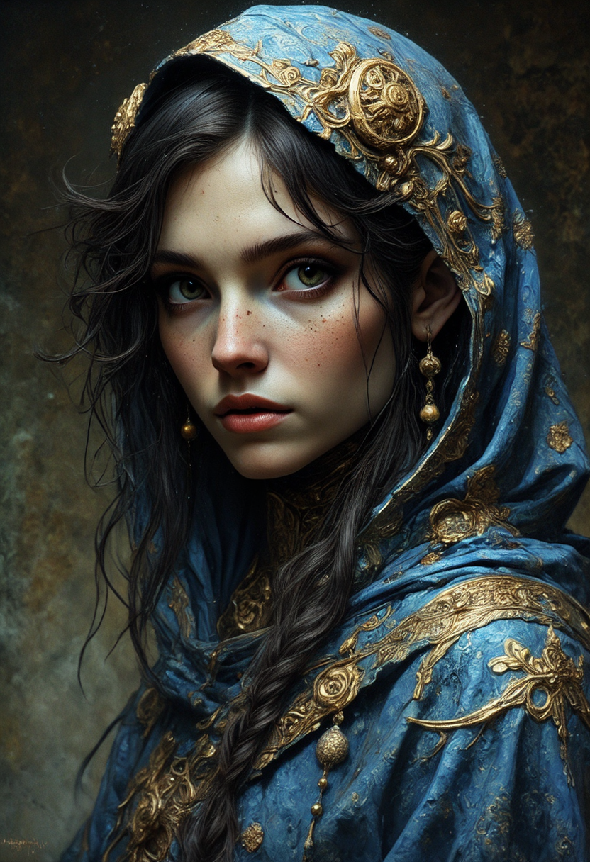 hyperrealistic art A mesmerizing portrait capturing the essence of timeless beauty ----  Blue was her raiment as the unclouded heaven, but her eyes were as the starlit evening; her mantle was sewn with golden flowers, but her hair was as dark as the shadows of twilight. As the light upon the leaves of trees, as the voice of clear waters, as the stars above the mists of the world, such was her glory and her loveliness; and in her face was a shining light
ethereal elf , fantasy
f<lora:Dever_Flux_Enhancer:0.85> <lora:Anime v1.3:1.3>