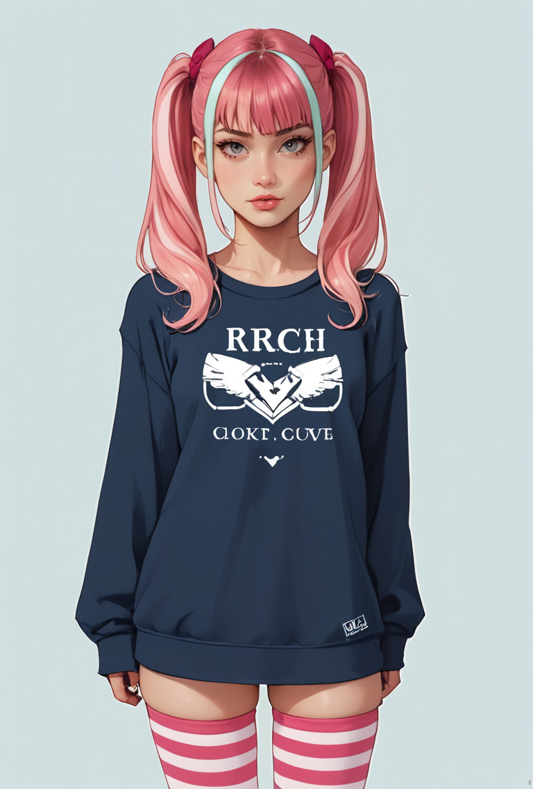 HDR photo of core_9, score_8_up, score_7_up,  1girl, pink hair, twintails, striped thighhighs, skindentation, . High dynamic range, vivid, rich details, clear shadows and highlights, realistic, intense, enhanced contrast, highly detailed