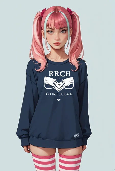 HDR photo of core_9, score_8_up, score_7_up,  1girl, pink hair, twintails, striped thighhighs, skindentation, . High dynamic range, vivid, rich details, clear shadows and highlights, realistic, intense, enhanced contrast, highly detailed