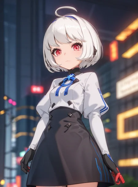 1girl, white hair, short hair, red eyes,