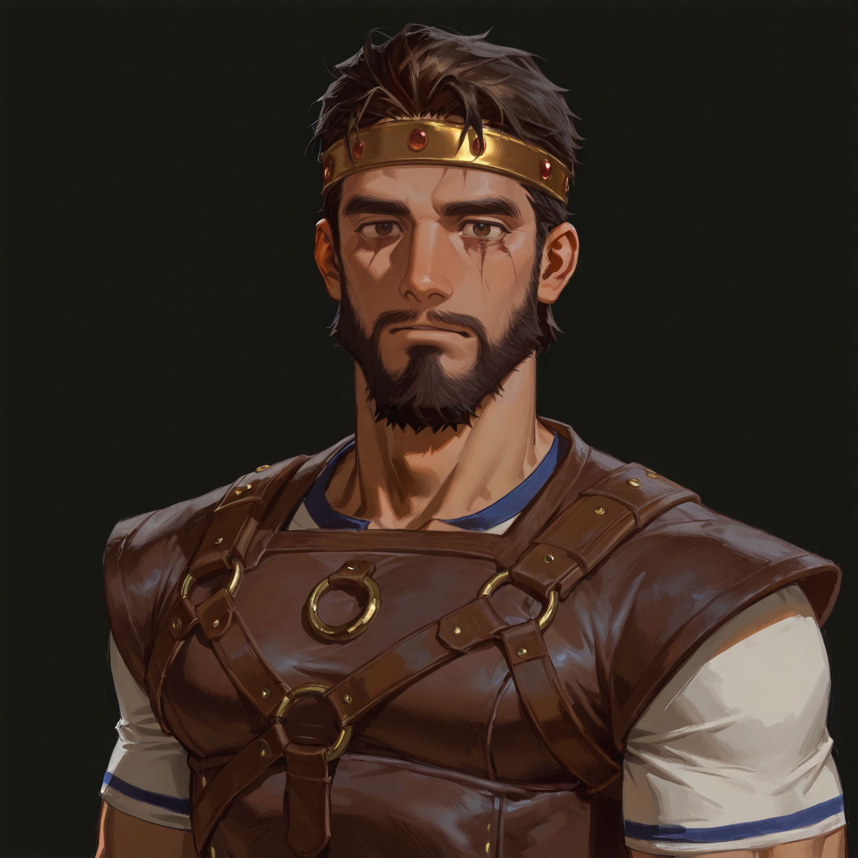 <lora:Cyrus_Civilization_6_-_CIV_6:.7> 1boy, CyrusCIVVI, brown eyes, brown hair, facial hair, beard, mustache, bruises under the eyes, thick eyebrows, golden headband
(very short hair, beard, bara, mature, facial hair, stubble, beard, full beard, sideburn, beard, a lot of beard, ), facial hair,male focus, muscular male, muscular male, bara, mature,  bara, mature, aixiwuganda_(20222192), very awa, masterpiece, best quality, absurdres, newest, perfect quality, detailed background, intricate details,
<lora:slider_Body Type_alpha1.0_rank4_noxattn_last:3><lora:style_Anime Summer Days 2 Style SDXL_LoRA_Pony Diffusion V6 XL:.6><lora:slider_cfg_scale_boost:.7><lora:Artist6p:.55>, Artist6p, Artist04p,<lora:slider_il_brightness_slider_d1:-1><lora:slider_il_contrast_slider_d1:-1><lora:slider_DarkSlider1.2_alpha1.0_rank16_full_300steps:-.6>