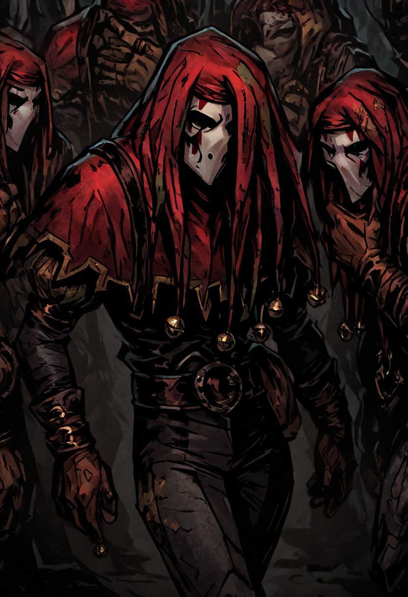 masterpiece, best quality, newest, absurdres, highres, TTCSV1.0,
solo, solo focus, 1boy, DDjester-V1.1, black pants, gloves, mask, red gloves, red headwaer,