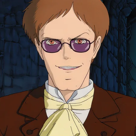 simple background, smile, ascot, glasses, solo, brown eyes, phone, upper body, parody, sunglasses