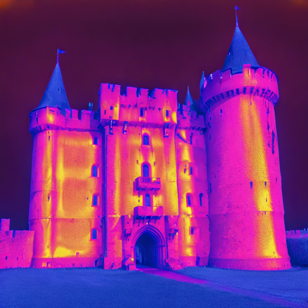 thermal image, a castle <lora:KK__Thermal_Images_SDXL:1>