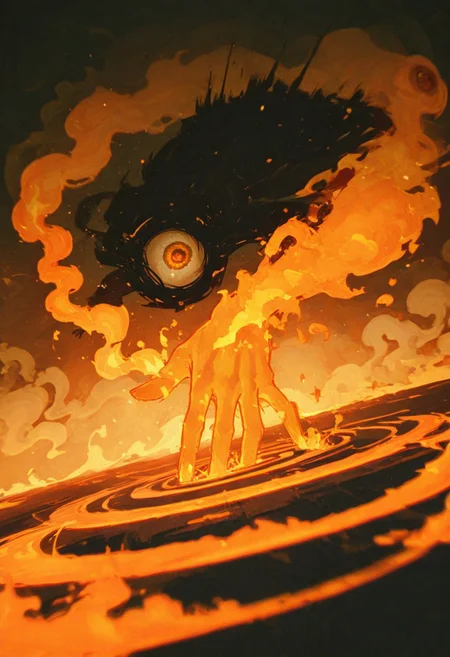 dynamic angle, unusual angle, dynamic, dynamic composition,
In the dim, flickering light, hand reaches out to catch creepy eyeball, its movements deliberate yet hesitant. fire pulse faintly, glowing like a dying ember, their light casting eerie shadows across the outstretched hand. The closer it gets, the air grows colder, heavy with an otherworldly presence. spectral wisps begin to unfurl, curling and twisting like smoke around creepy eye. Whispers fill the air—soft at first, but rising into a cacophony of tormented wails. The hand trembles as its fingers hover just above the eyeball, as though sensing the weight of the cursed power it is about to claim. fury.