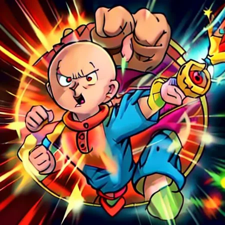 stretch, Sharp image, 4k, 8k, Detailed and Intricate, Cinematic, Dynamic Lighting, 
OverallDetail, Caillou with red glowing eyes, angry expression, male, aura of light around, caillou punching goku, aura,