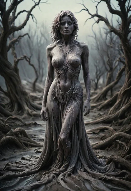 super closeup portrait, In a desolate landscape, bathed in neon-pastel and grays, a lone, busty woman stands. The weathered ground beneath him ripples like liquid, morphing into a swirling vortex. He's drawn in, contorting in a gravity-defying descent. The landscape crumbles, distorting into abstract forms. The gorge is filled with neon-colored hazards, Ghostly figures hover, and distorted trees emerge. The atmosphere is heavy, with eerie whispers and distant mournful echoes. This surreal and depressive scene frozen in time invites contemplation., high Quality
very detailed, atmospheric haze, Film grain, cinematic film still, shallow depth of field, highly detailed, high budget, cinemascope, moody, epic, OverallDetail, gorgeous, 2000s vintage RAW photo, photorealistic, candid camera, color graded cinematic, eye catchlights, atmospheric lighting, skin pores, imperfections, natural, shallow dof