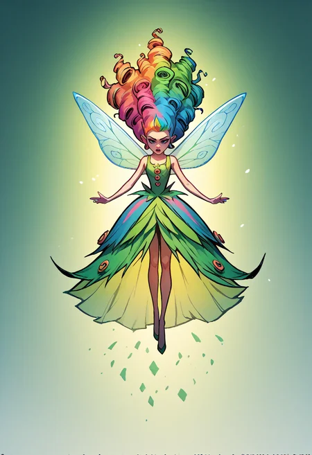 score_9, score_8_up, score_7_up, masterpiece, best quality, 1girl, fairy, floating dress, long multicolored hair, intricate details, ultra sharp, Exquisite detail, flawless composition, vivid colors, masterpiece, <lora:sk0tt13yXLP:1> sk0tt13y, insanity, Candyland
