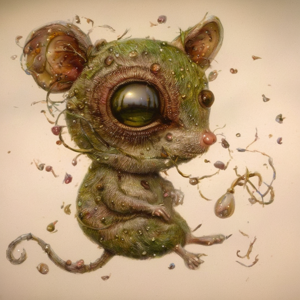 <lora:SDXL_Style_by_Naoto_Hattori_Sa_May_V4:1> Style by Naoto Hattori a green mouse