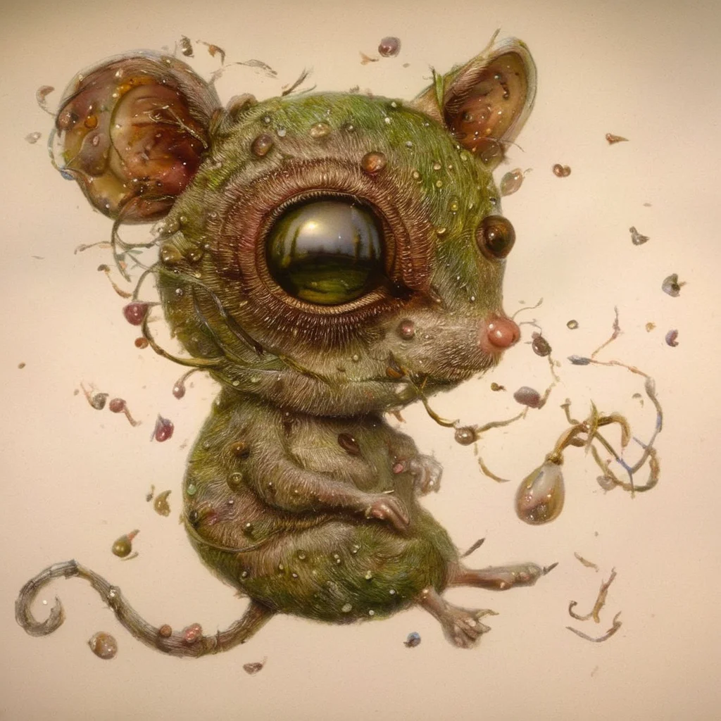 <lora:SDXL_Style_by_Naoto_Hattori_Sa_May_V4:1> Style by Naoto Hattori a green mouse