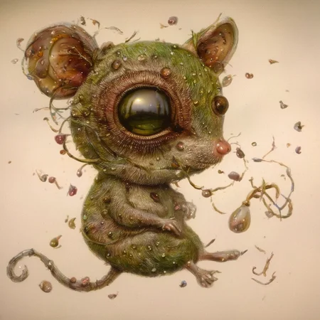 <lora:SDXL_Style_by_Naoto_Hattori_Sa_May_V4:1> Style by Naoto Hattori a green mouse