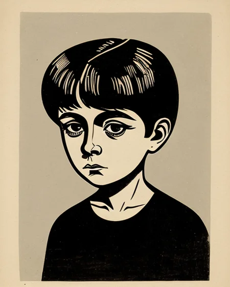 drckgrfk style image of a sad child with large eyes, black background, rim light <lora:dreamlookai_stable-diffusion-v1-5_step_2200_b53ad249_lora [drckgrfk style]:1.2>