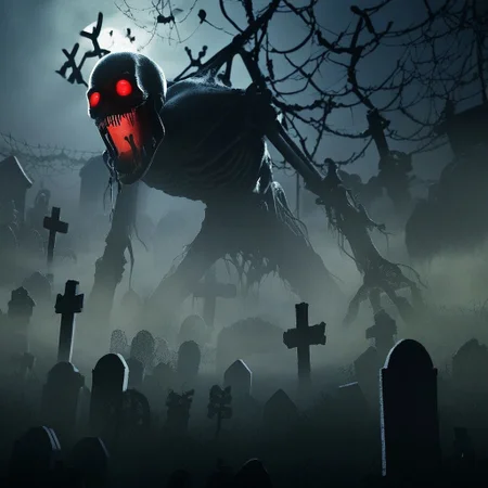 source_anime, source_game, score_9, score_7_up, (CR33P1NGF0G, fog), Scream_(movie), (ghostface), fog, dark, night, haze, 1man, skeletal, long jaw, sharp teeth, ooze, slime, scenery, cemetary, open grave, dirt, headstones, monolith, graveyard, tomgbstone, monster, red eyes, glowing, detailed, the_witcher_3 , detailed background, (halloween)