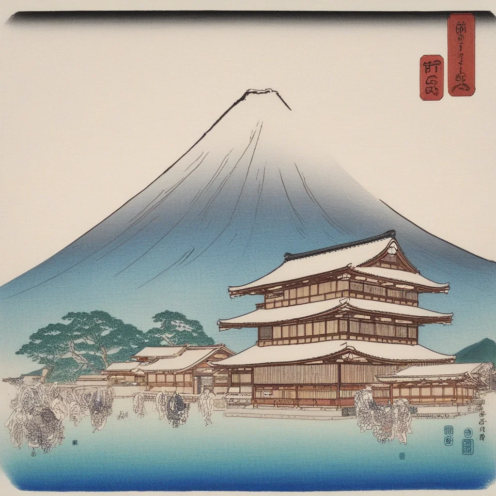 ukiyo, a building with a mountain in the background
